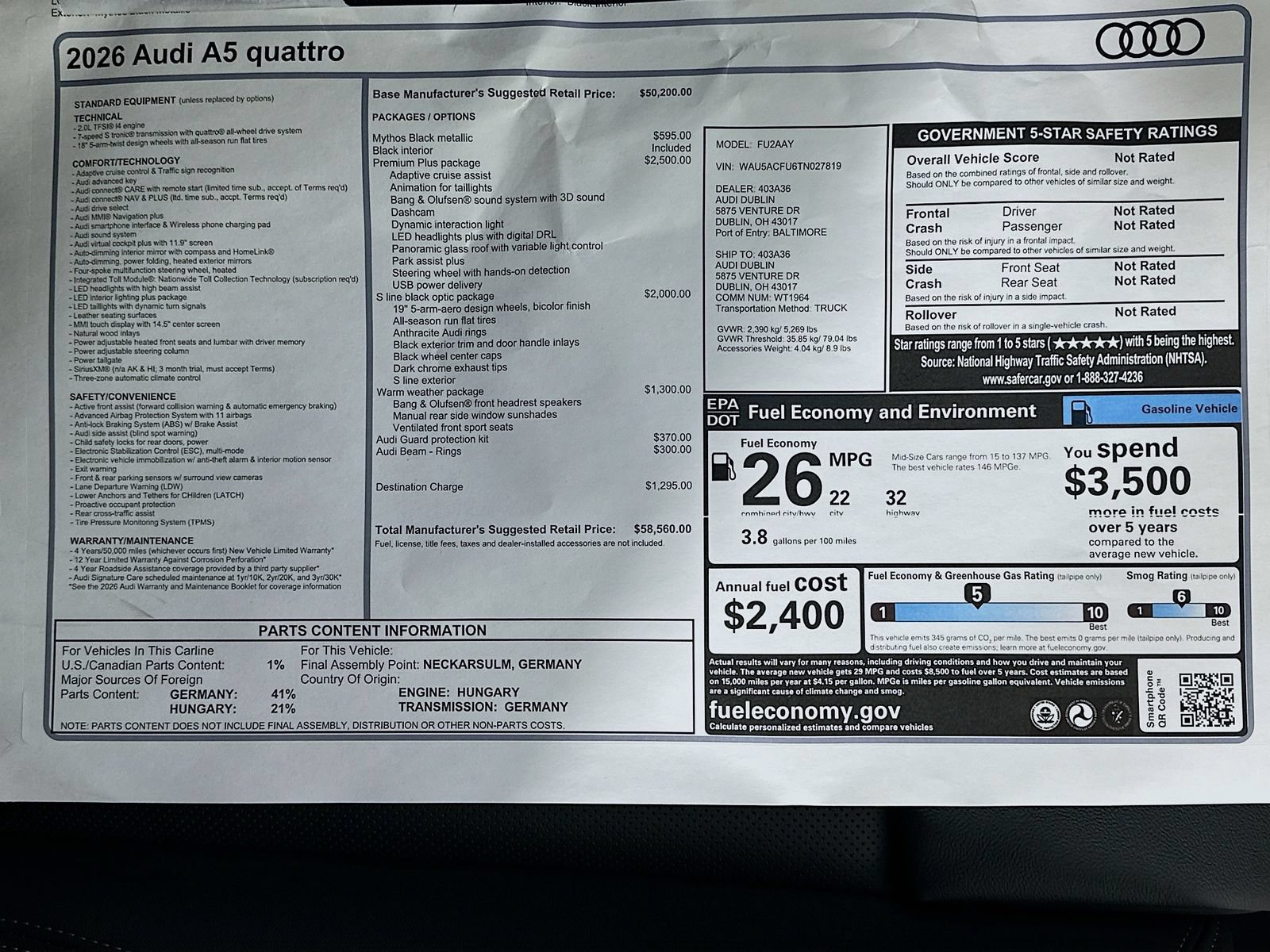 New 2026 Audi A5 2.0T Premium Plus AWD/4WD image 46