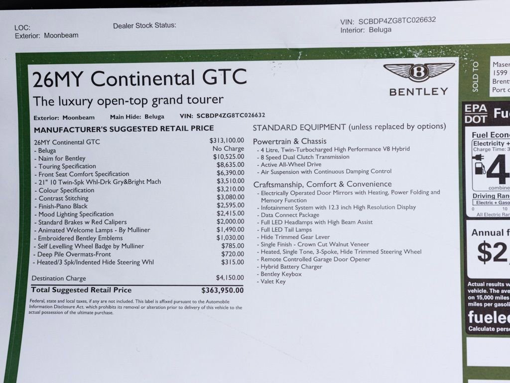 New 2026 Bentley Continental GTC AWD/4WD image 64