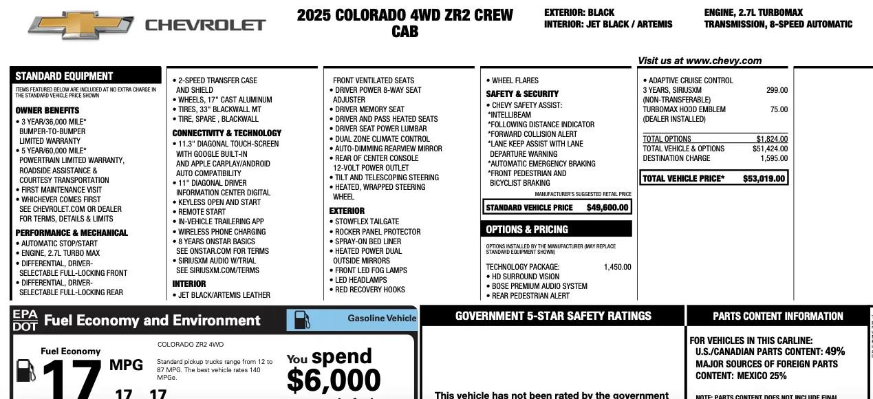 Used 2025 Chevrolet Colorado ZR2 w/ Technology Package image 2