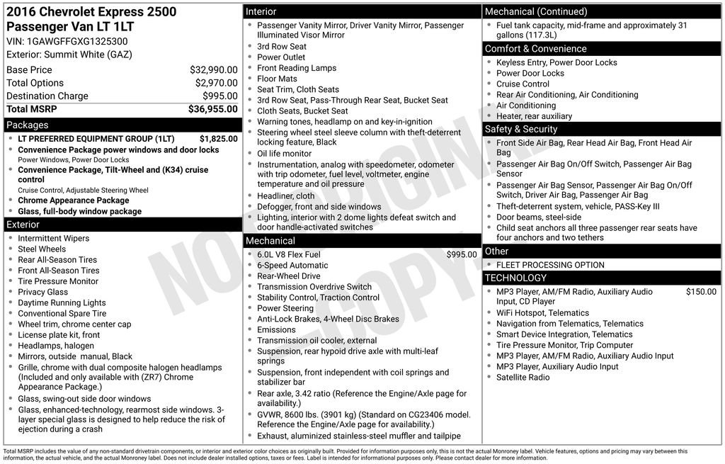 Used 2016 Chevrolet Express 2500 LT w/ LT Preferred Equipment Group RWD image 19