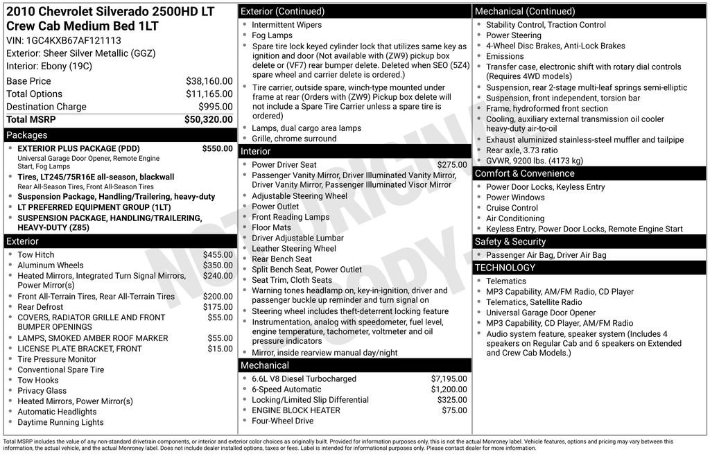 Used 2010 Chevrolet Silverado 2500 LT w/ Exterior Plus Package AWD/4WD image 4