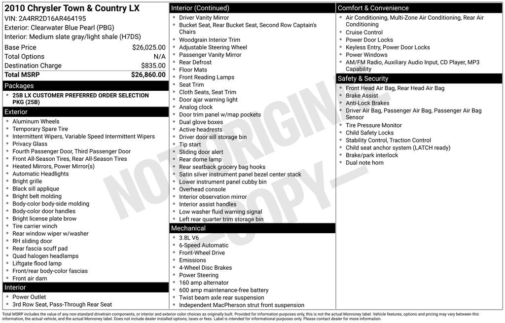 Used 2010 Chrysler Town & Country LX image 7