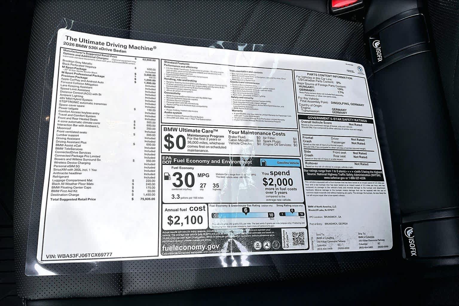 New 2026 BMW 530i xDrive w/ M Sport Package AWD/4WD image 19
