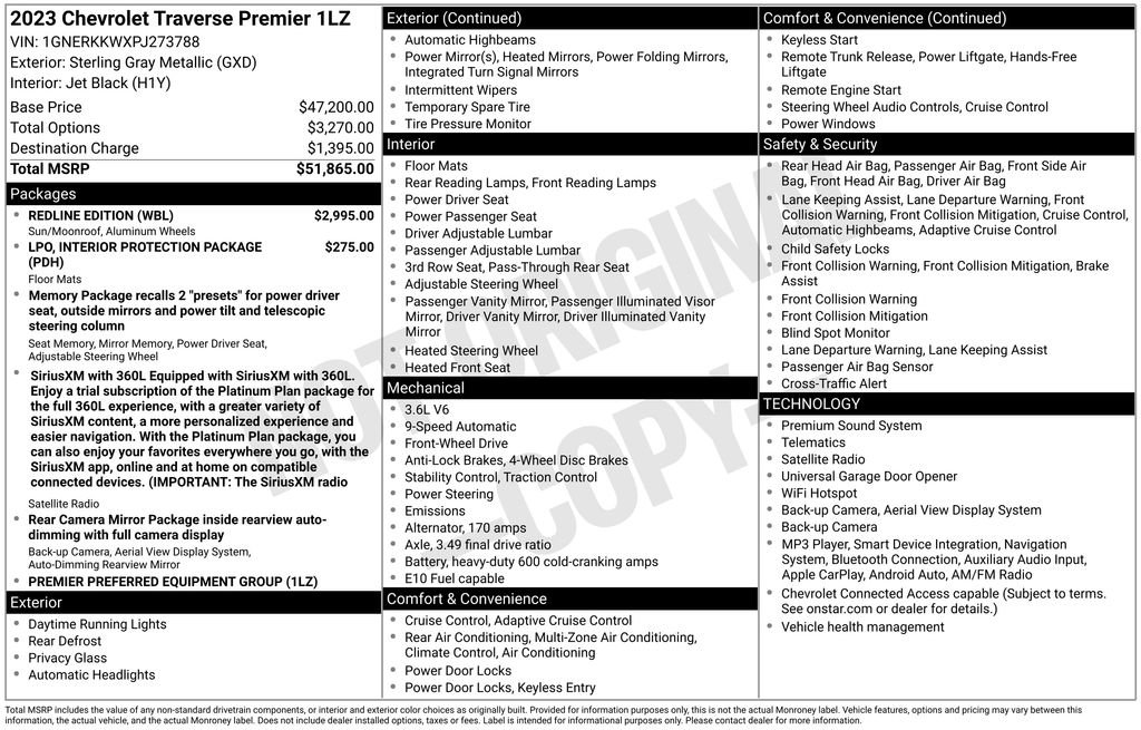 Used 2023 Chevrolet Traverse Premier w/ Redline Edition FWD image 3