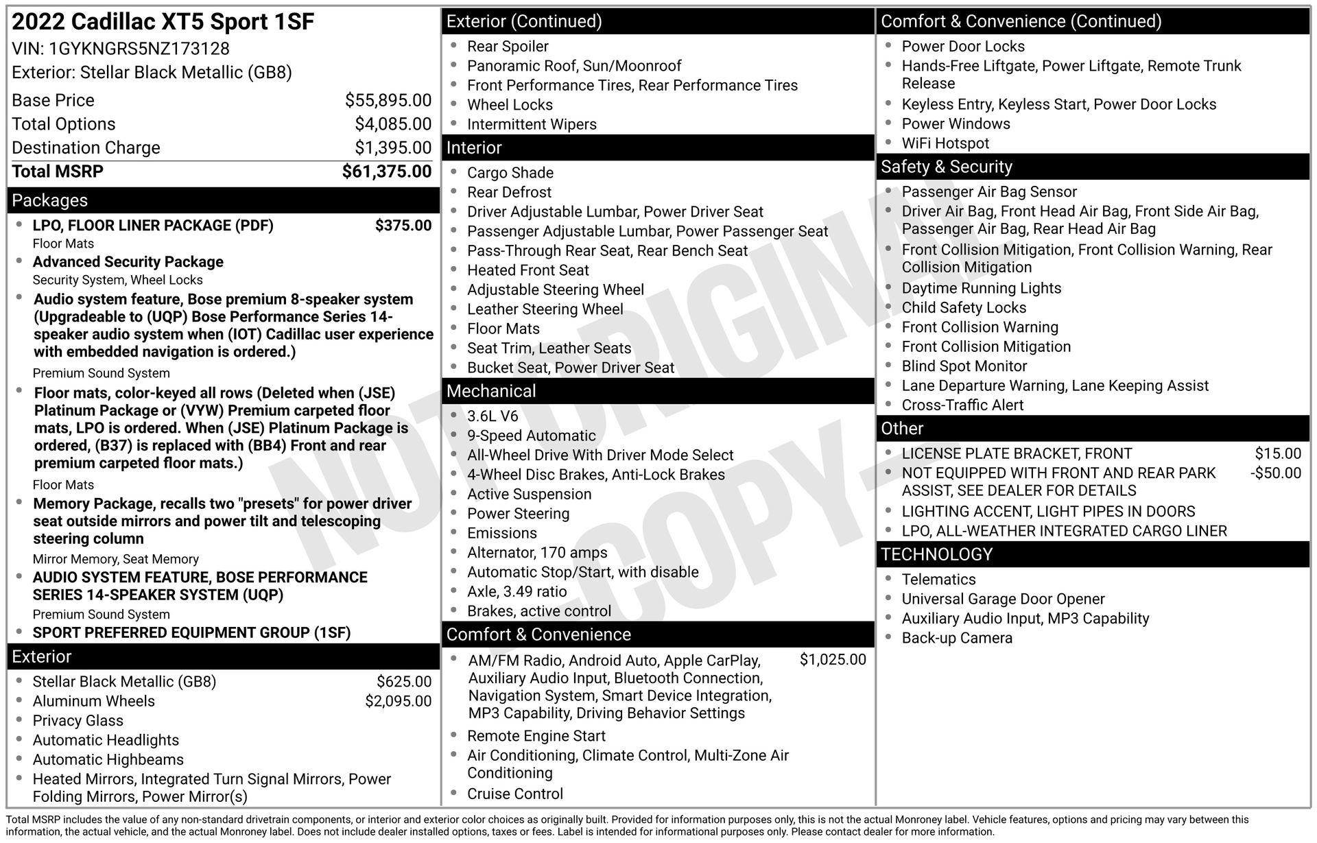 Used 2022 Cadillac XT5 Sportv w/ LPO, Floor Liner Package AWD/4WD image 44