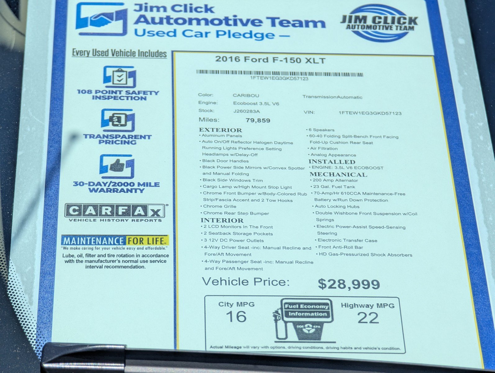 Used 2016 Ford F150 XLT w/ Equipment Group 302A Luxury AWD/4WD image 14