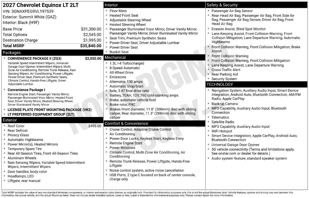 New 2027 Chevrolet Equinox LT w/ Convenience Package II AWD/4WD image 23
