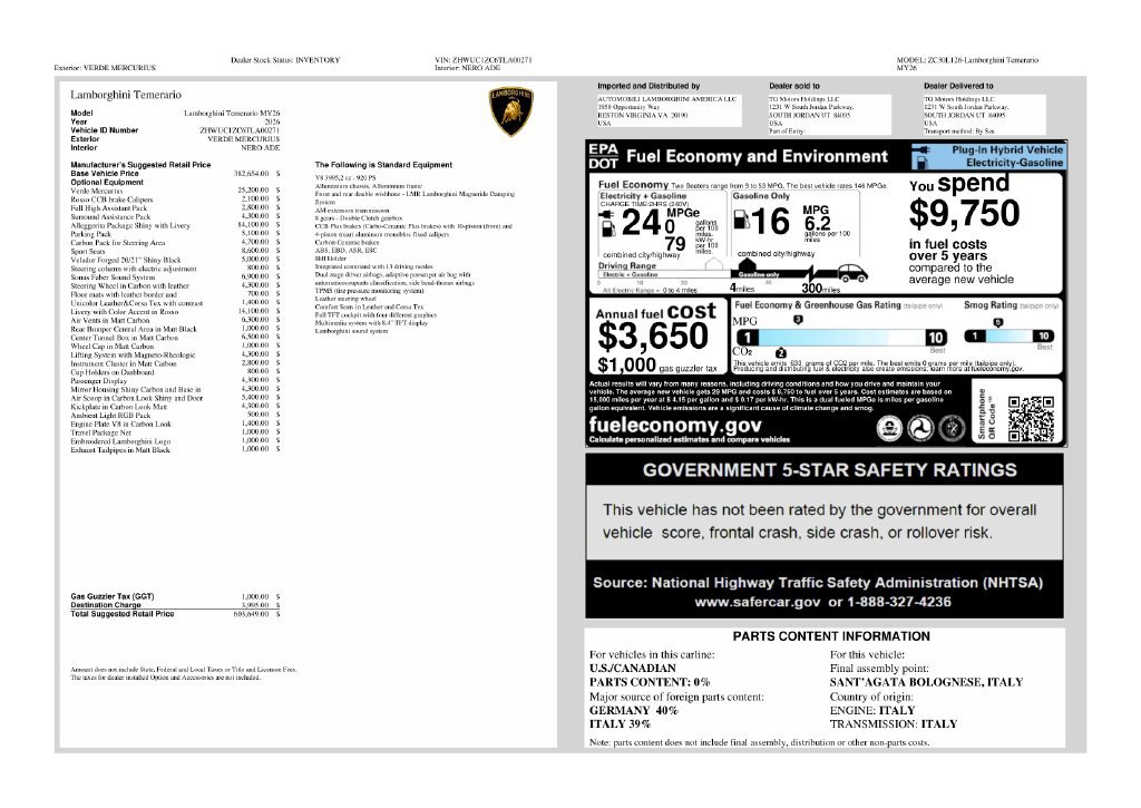 Used 2026 Lamborghini Temerario AWD/4WD image 2