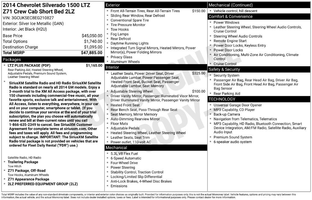 Used 2014 Chevrolet Silverado 1500 LTZ Z71 w/ LTZ Plus Package AWD/4WD image 20