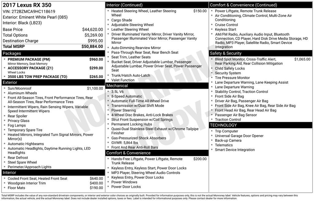 Used 2017 Lexus RX 350 350 w/ Premium Package image 17
