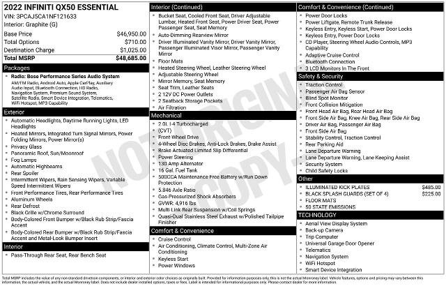 Certified 2022 INFINITI QX50 Essential FWD image 26