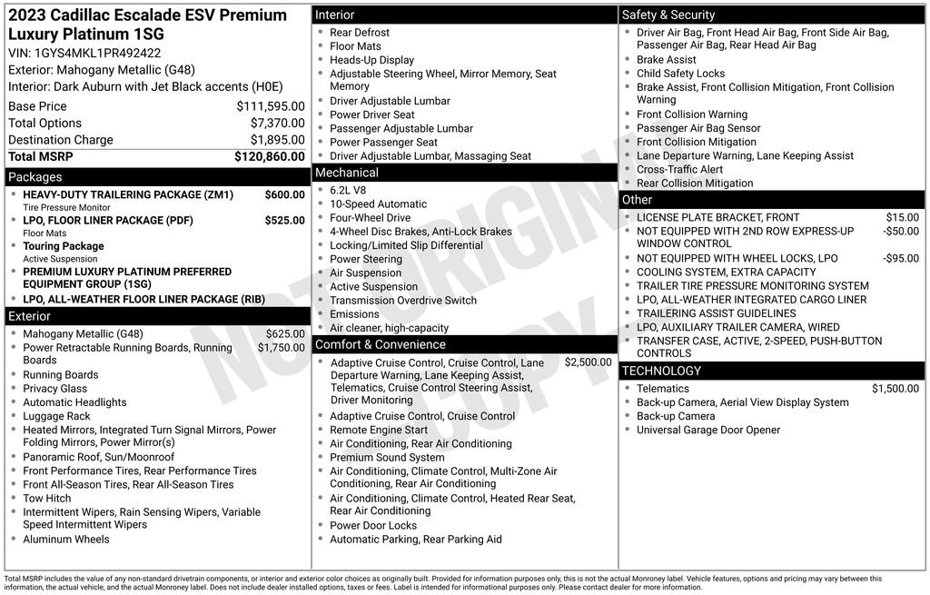 Used 2023 Cadillac Escalade ESV Premium Luxury Platinum w/ Heavy-Duty Trailer Package AWD/4WD image 41