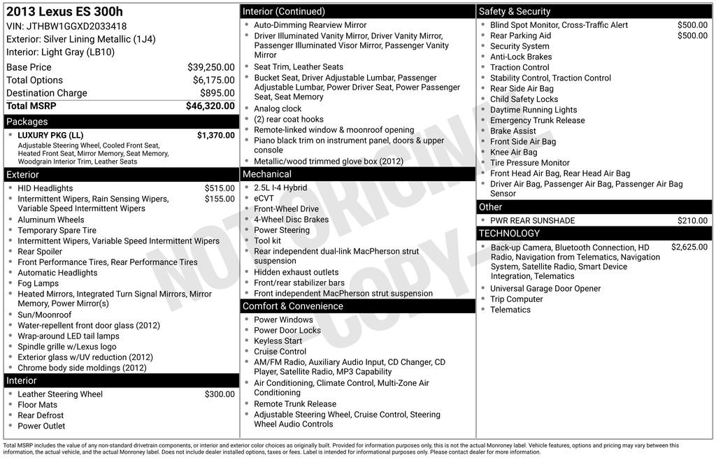 Used 2013 Lexus ES 300h w/ Luxury Pkg FWD image 22