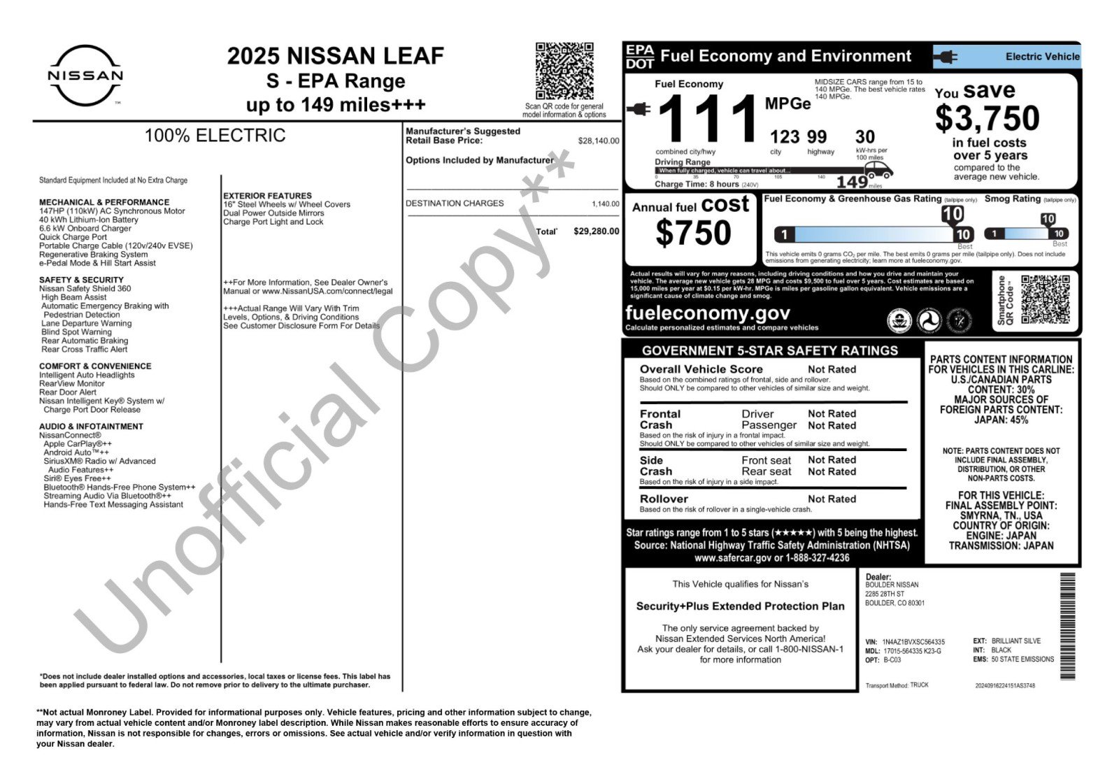 Used 2025 Nissan Leaf S image 46