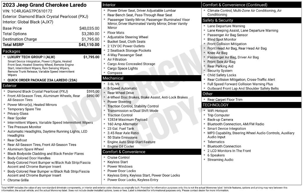 Used 2023 Jeep Grand Cherokee Laredo w/ Luxury Tech Group I RWD image 19