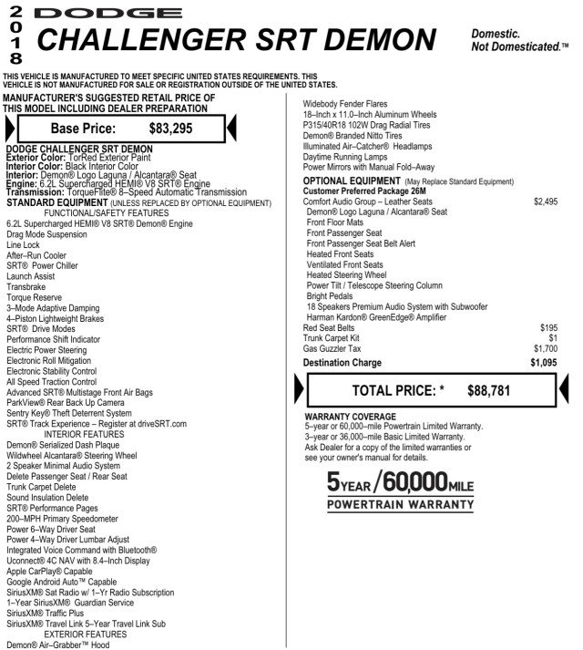 Used 2018 Dodge Challenger SRT Demon image 7