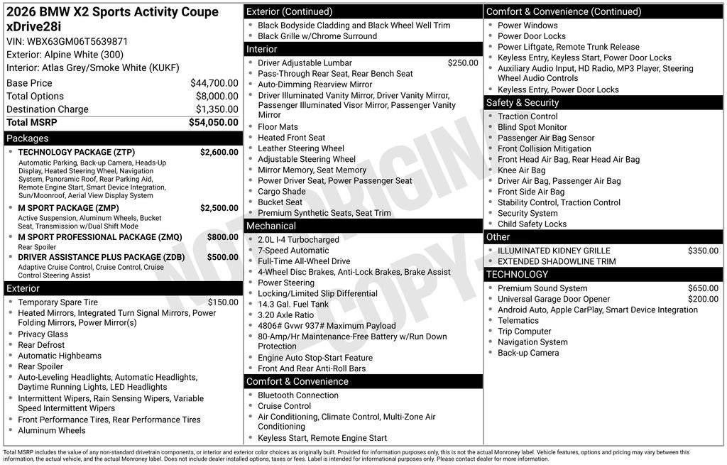 New 2026 BMW X2 xDrive28i w/ Technology Package image 4