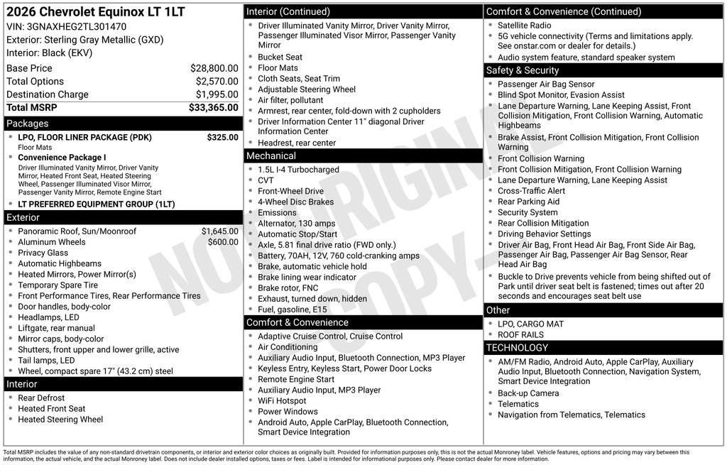 New 2026 Chevrolet Equinox LT w/ LPO, Floor Liner Package image 6