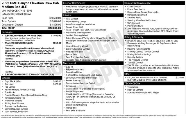 Used 2022 GMC Canyon Elevation w/ Elevation Premium Package image 39
