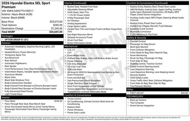 New 2026 Hyundai Elantra SEL Sport Premium FWD image 4