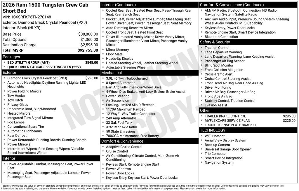 New 2026 RAM 1500 Tungsten w/ Bed Utility Group AWD/4WD image 48