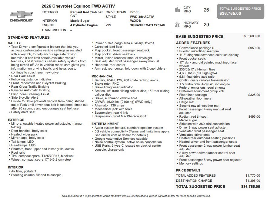 Certified 2026 Chevrolet Equinox ACTIV w/ Convenience Package III FWD image 34