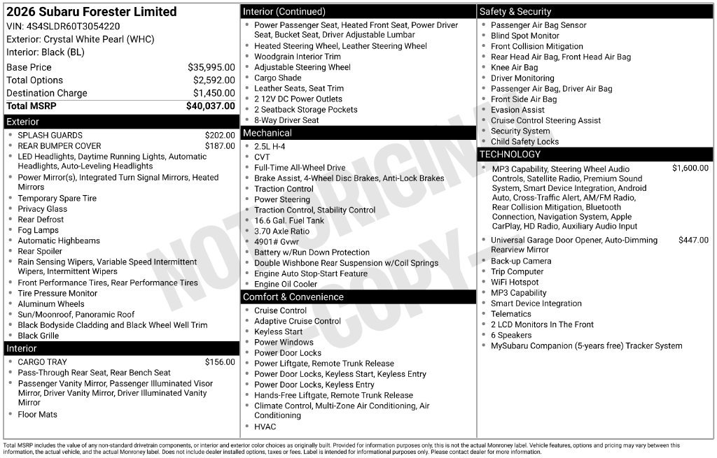 Certified 2026 Subaru Forester Limited AWD/4WD image 8