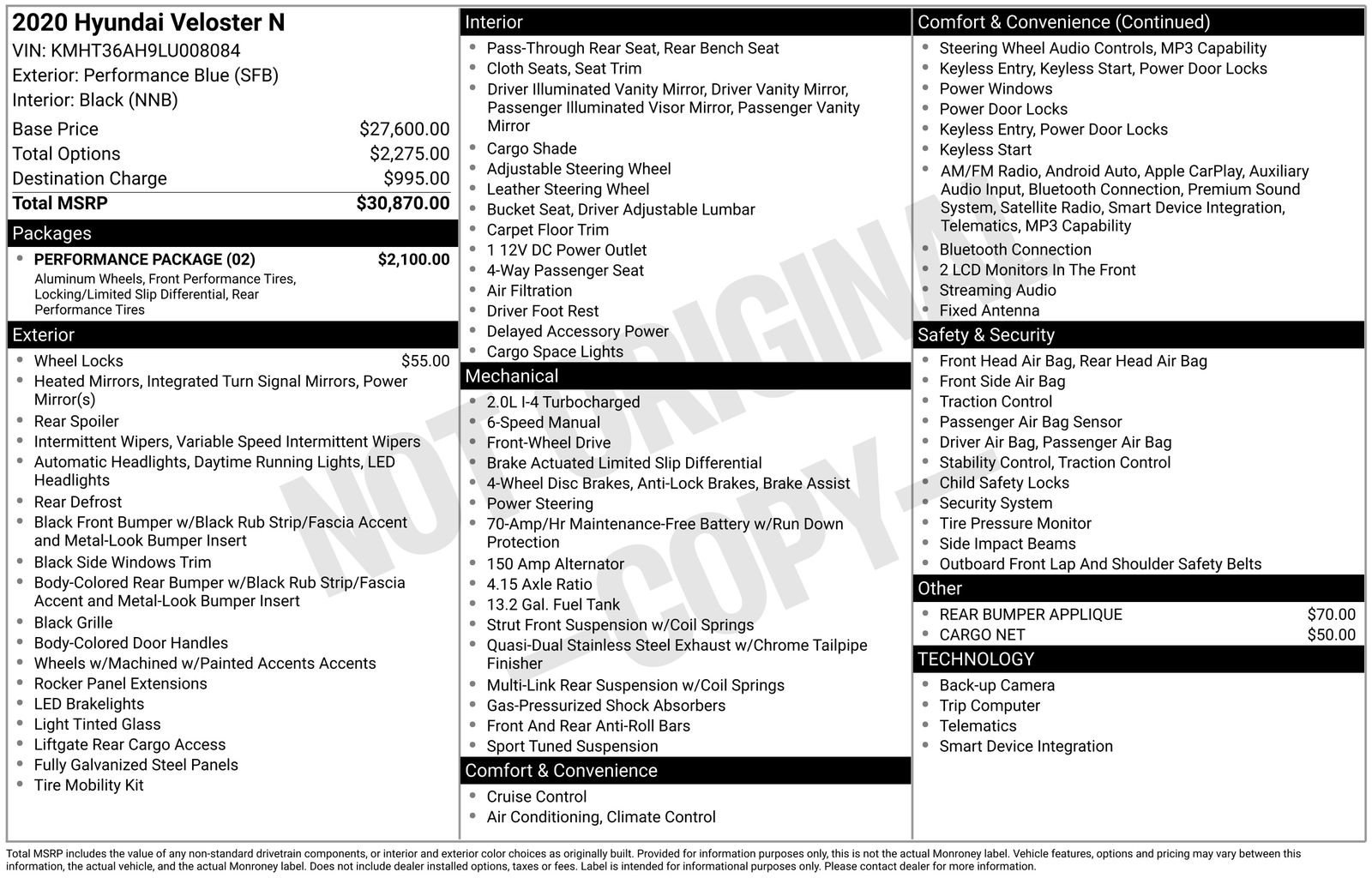 Used 2020 Hyundai Veloster N w/ Performance Package FWD image 29