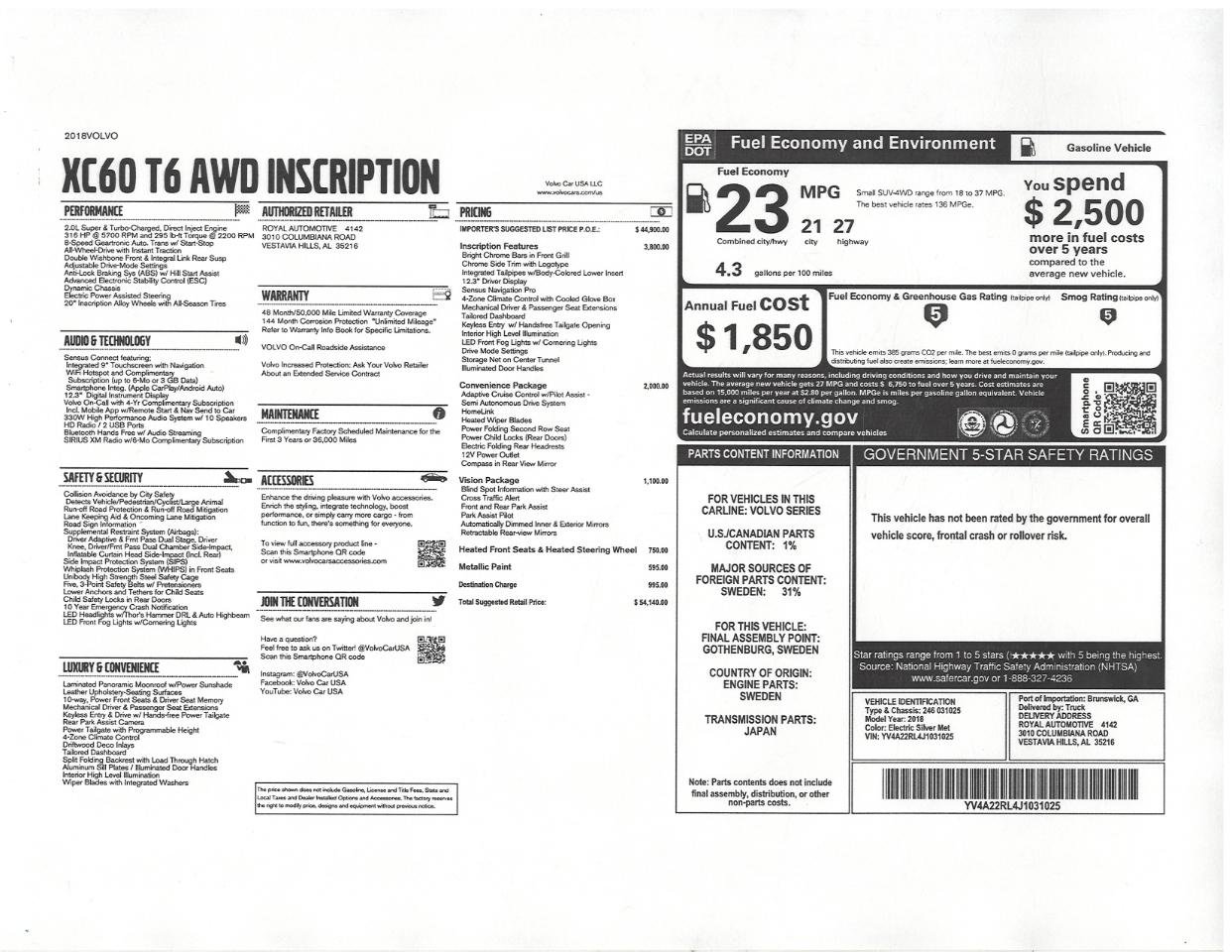 Used 2018 Volvo XC60 T6 Inscription w/ Convenience Package image 21