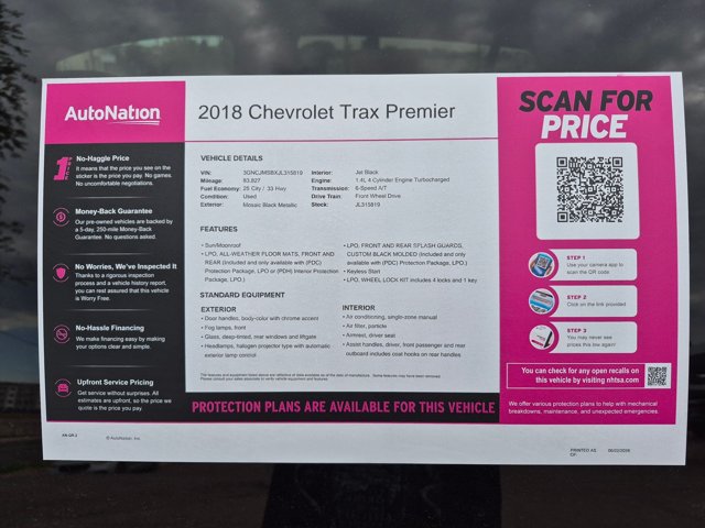 Used 2018 Chevrolet Trax Premier w/ LPO, Protection Package FWD image 24