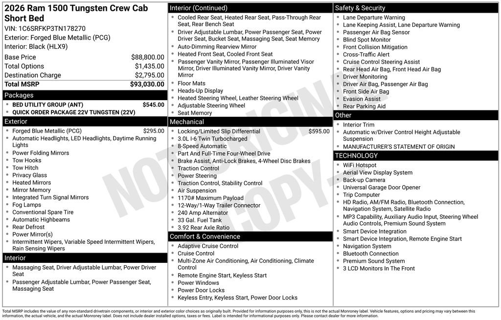 Used 2026 RAM 1500 Tungsten w/ Bed Utility Group AWD/4WD image 9