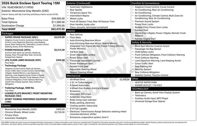 New 2026 Buick Enclave Sport Touring w/ Super Cruise Package AWD/4WD image 37