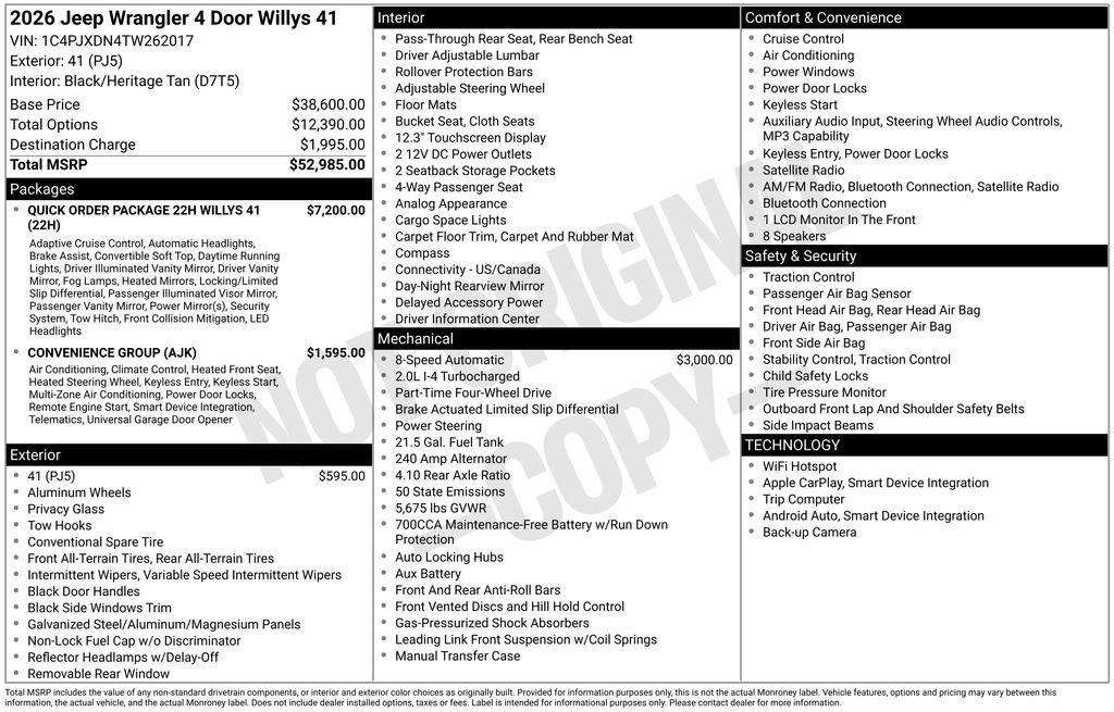 New 2026 Jeep Wrangler Unlimited Sport AWD/4WD image 5