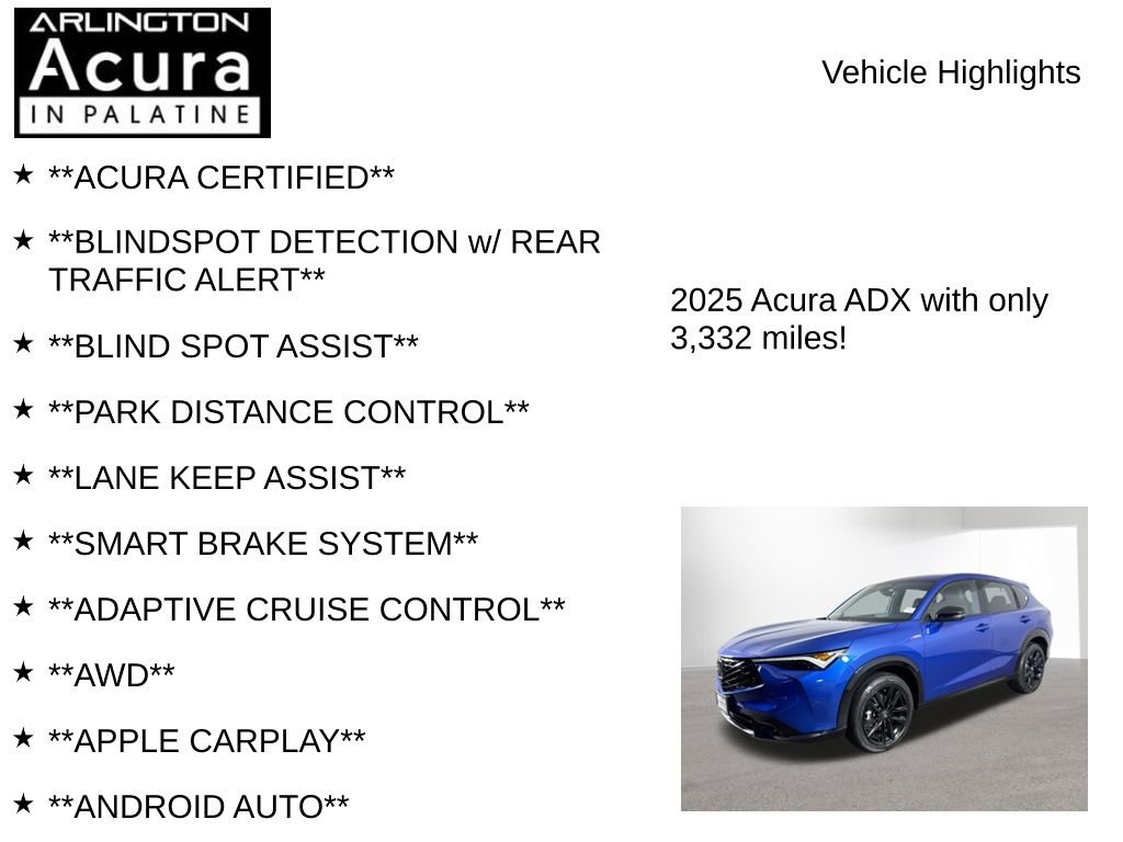 Certified 2025 Acura ADX A-Spec AWD/4WD image 7