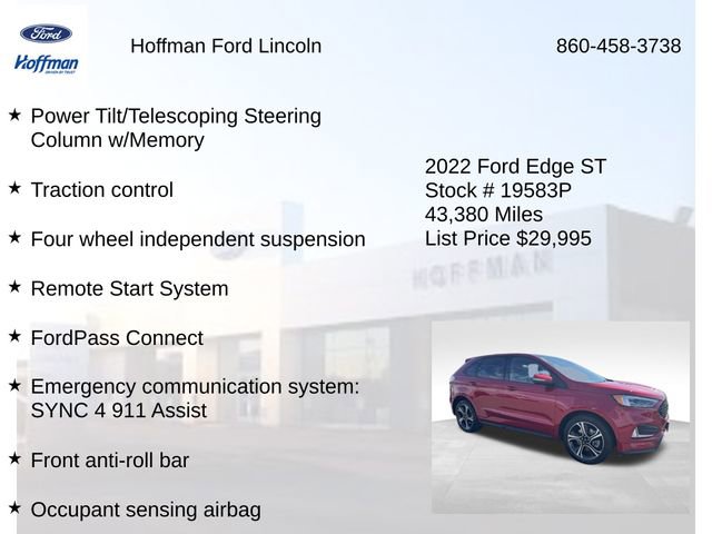 Certified 2022 Ford Edge ST w/ Equipment Group 401A AWD/4WD image 29