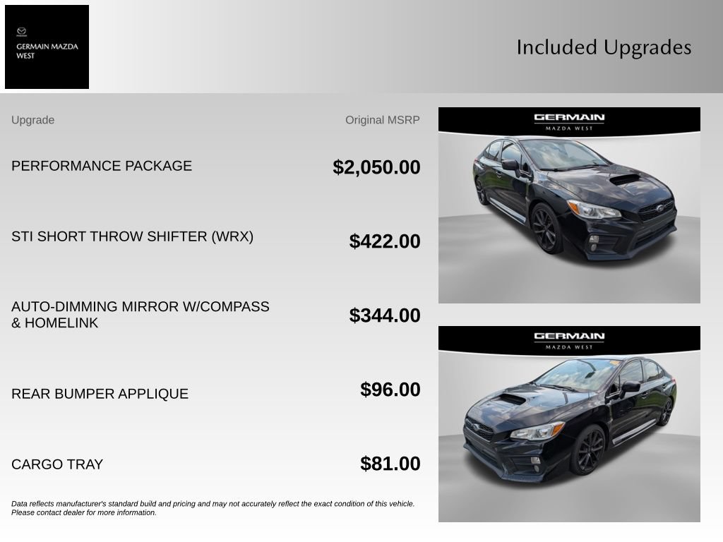 Used 2018 Subaru WRX Premium w/ Performance Package AWD/4WD image 9