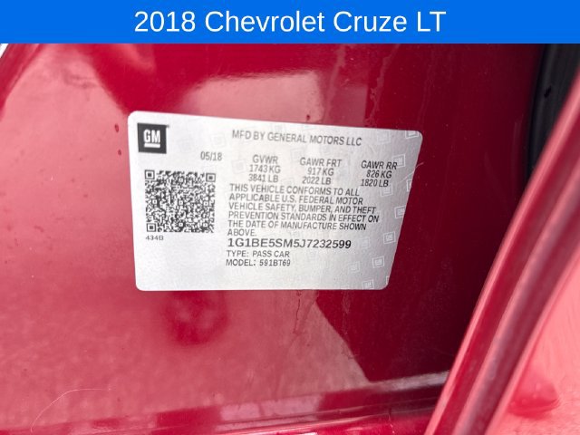 Certified 2018 Chevrolet Cruze LT w/ Convenience Package FWD image 27
