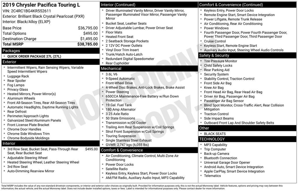 Used 2019 Chrysler Pacifica Touring-L FWD image 16