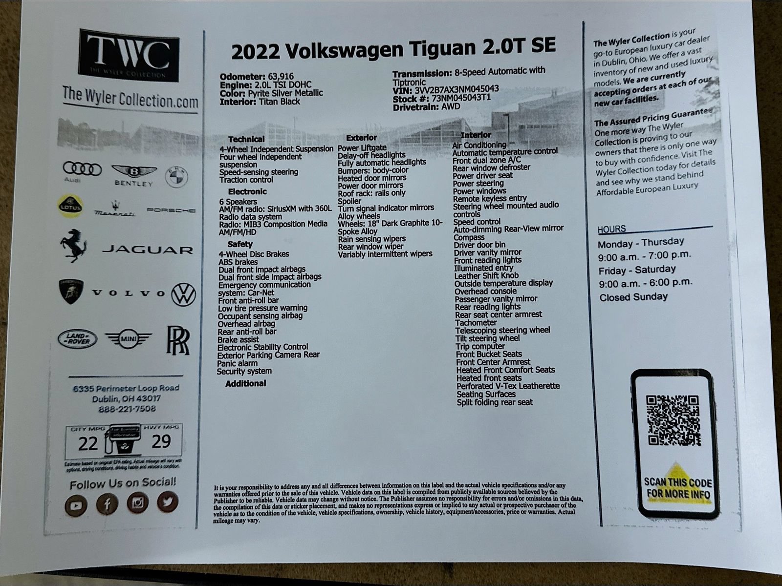 Used 2022 Volkswagen Tiguan SE AWD/4WD image 45
