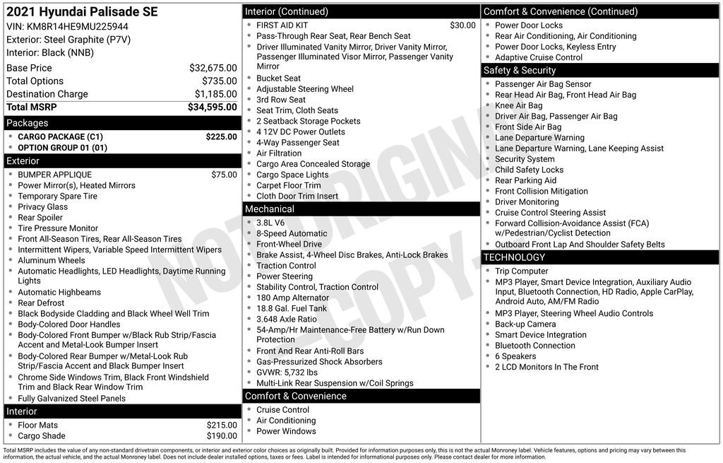 Used 2021 Hyundai Palisade SE w/ Cargo Package FWD image 6