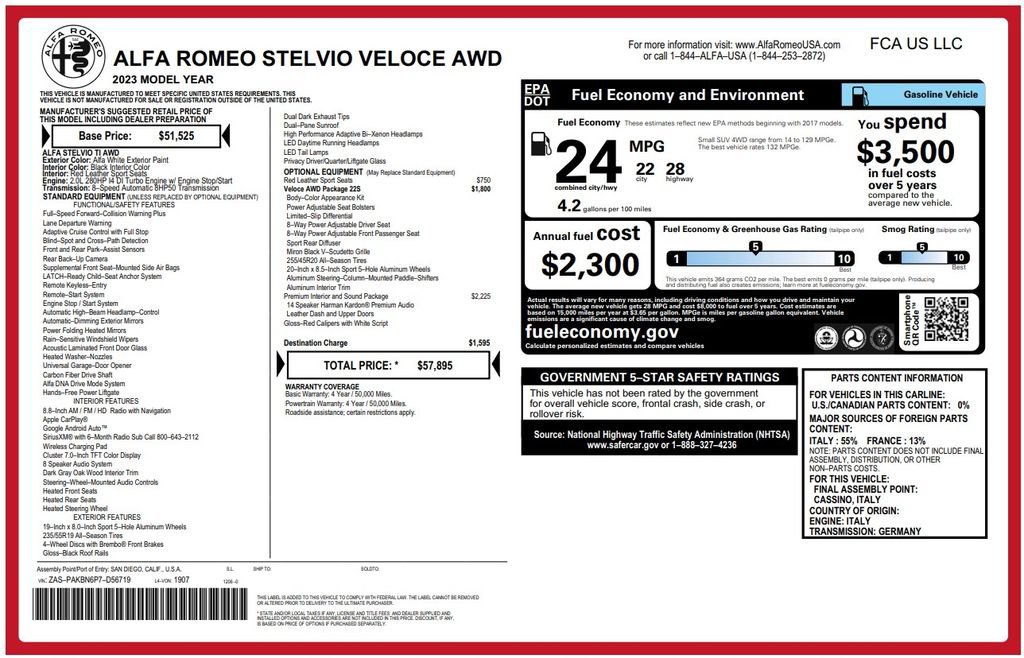 Used 2023 Alfa Romeo Stelvio Veloce AWD/4WD image 2