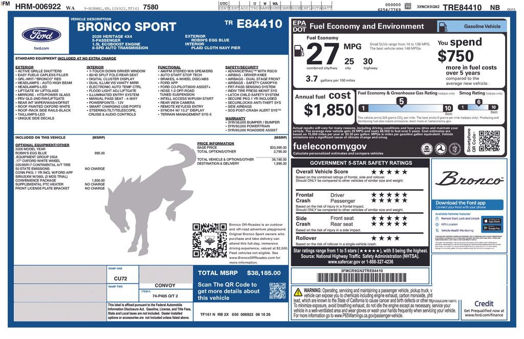 New 2026 Ford Bronco Sport Heritage w/ Convenience Package AWD/4WD image 34