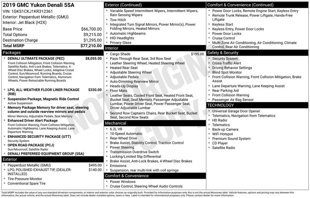 Certified 2019 GMC Yukon Denali w/ Denali Ultimate Package RWD image 4