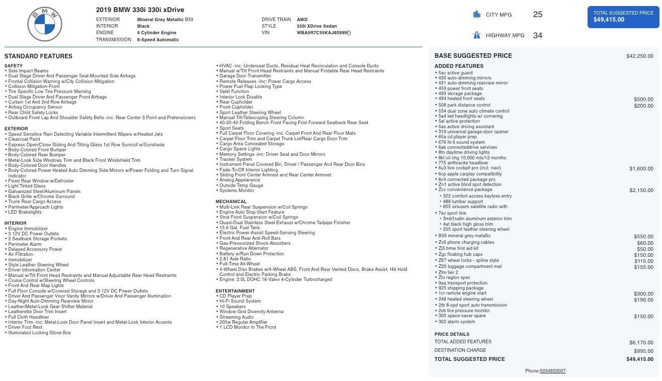 Used 2019 BMW 330i xDrive Sedan w/ Convenience Package image 5