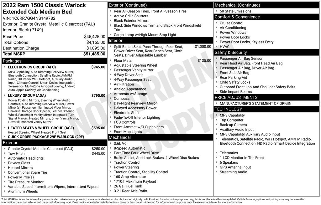 Certified 2022 RAM 1500 Classic Warlock w/ Electronics Group image 41
