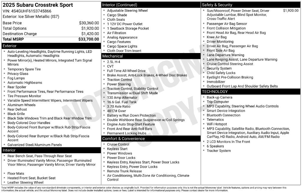 Certified 2025 Subaru Crosstrek 2.5i Sport AWD/4WD image 26