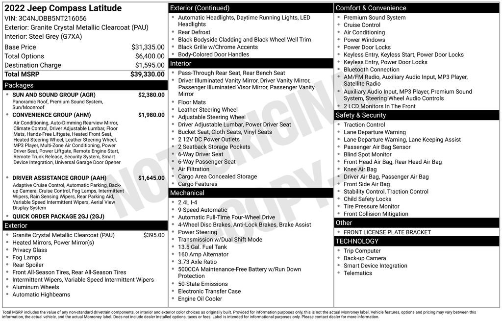 Certified 2022 Jeep Compass Latitude w/ Sun and Sound Group image 48
