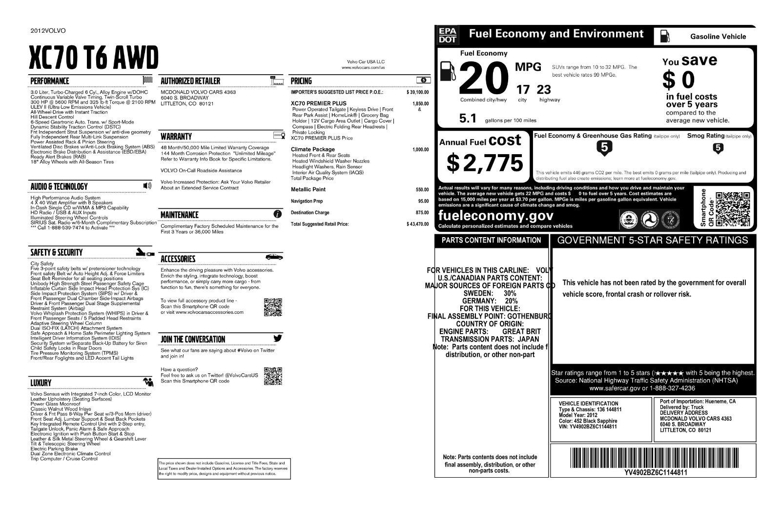 Used 2012 Volvo XC70 T6 Premier Plus image 11