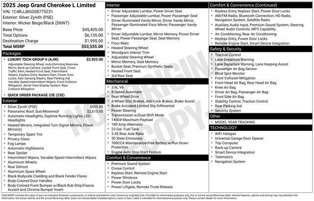 New 2025 Jeep Grand Cherokee L Limited w/ Luxury Tech Group II RWD image 5