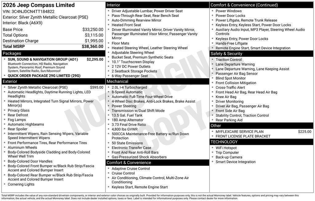 New 2026 Jeep Compass Limited w/ Sun, Sound & Navigation Group AWD/4WD image 8